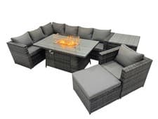 Image of Fimous Outdoor Furniture Rattan Garden Corner Sofa Set Patio Gas Fire Pit Table