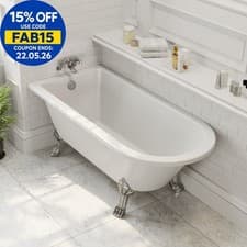 Image of Freestanding 1500mm Traditional Roll Top Bath White Single Ended Legs Included