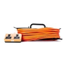 Image of STATUS 25m Extension Lead, Twin Socket, Heavy Duty, 25 m Length, Orange 