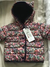 Image of Joules Printed Padded Winter Jacket 3-6 Months Navy Ditsy Print Brand New Tags