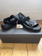 Image of GEOX Respira Sandals with Straps Spherica Black Leather Women's Uk Size 6