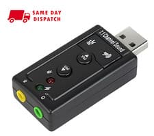 Image of External USB Sound Card Adapter Virtual 7.1 Ch 3D Audio 3.5mm for PC Mac Laptop