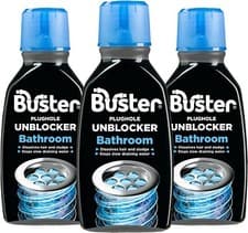 Image of 3 x Buster Bathroom Plughole Unblocker 300ml Dissolve Hair & Sludge - Heavy Duty