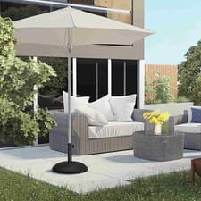 Image of Parasol Base Grand Round Concrete 25kgs Steel Black 49cm Patio Outdoor