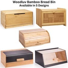 Image of Large Bamboo Bread Bin for Kitchen Countertop, Bread Box For Bread, Bagels Rolls
