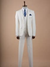 Image of Off-White 3 Piece Slim Fit Suit for Men Blazer, Vest and Pants PAREZ SUITS