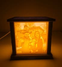 Image of Custom 4 Photo Lithophane Cube USB LED Personalised Gift 11cm