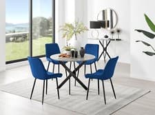 Image of Novara Grey Concrete Effect Round Dining Table 100cm and 4 Pesaro Chairs Set