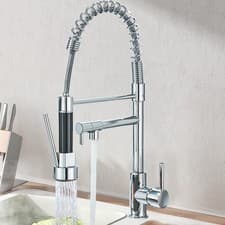 Image of 360° Kitchen Sink Mixer Tap Pull Out Mono Twin Dual Spout Spray Single Lever Tap