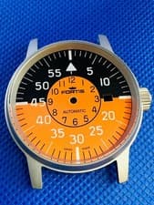 Image of Fortis Flieger Cockpit Complete Kit New Black/Orange Dial 40mm Case 595.10.46.1