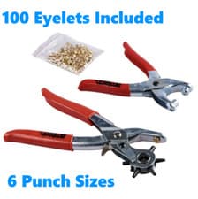Image of Revolving Leather Punch & Eyelet Plier Hole Heavy Duty Belt Plastic Puncher