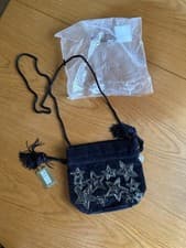 Image of Accessorize Navy Blue Velvet Star Detailed Crossbody Bag
