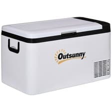 Image of Outsunny 12V Car Refrigerator w/ LED Light & Foldable Handles, 25L Portable
