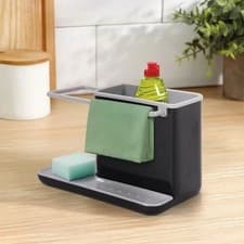 Image of Kitchen Sink Caddy Organiser with Removable Drain Tray & Sponge Cloth Holder UK