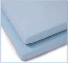Image of Clair de Lune Cot Bed Cotton Jersey Fitted Sheets (Pack of 2, Blue)