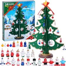 Image of Wooden Christmas Tree Advent Calendar 2025, Kids Christmas Tree Decorations Adv