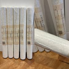 Image of Laura Ashley Wallpaper Annecy Embossed Effect Off-White - x5 Rolls - Read Desc
