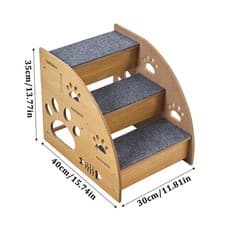 Image of 2/3 Steps Wooden Dog Stairs Ladder Pet Ramp Step Stairs Cat Puppy for Bed Sofa