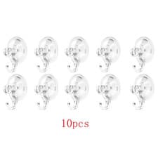 Image of 10pcs Clear Suction Cup Hooks – Reusable Heavy-Duty Vacuum Hooks for Kitchen & B