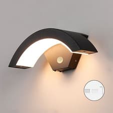 Image of Outdoor Curved LED Wall Light PIR Motion Sensor Lamp Modern Outside Garden Porch