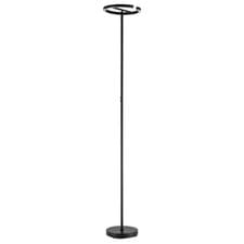 Image of RGB and CCT Modern LED Halo Ring Black Floor Lamp with Remote Control by Happ...