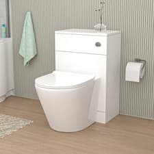 Image of Nes Home Gloss White 500mm Back To Wall WC Unit & Rimless Back To Wall Toilet