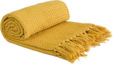 Image of Emma Barclay Honeycomb Throw, 50x60 inches, Ochre, 100% Cotton