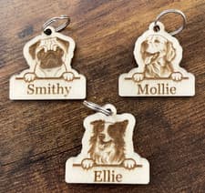 Image of Personalised Laser Engraved Cut/out Dog Keyring ANY BREED