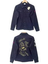 Image of Men’s Billionaire Boys Club Art Embroidered Jacket Over Shirt Navy Cotton Small 