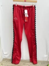 Image of Kappa 222 Banda Snap Track Pants Popper Red Black Logo Stripes NWT Womens Small