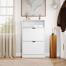 Image of Modern 2 3 Drawer Narrow Shelf Shoe Cabinet Hallway Organiser Storage Unit MDF