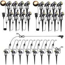 Image of 6/8/16pcs LED Garden Spike Lights Mains Powered IP65 Outdoor Landscape Spotlight