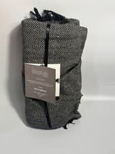 Image of Emma Barclay Black Herringbone Sofa Throw Blanket 70"x100" Fast Dispatch