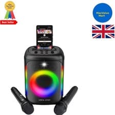 Image of Karaoke Machine with LED Lights, 80W Speaker & Rechargeable Wireless Microphones