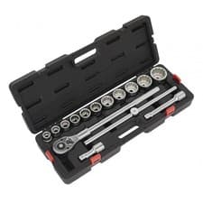 Image of Sealey 3/4" Inch Drive Socket Set 15 Piece 12 Point Sockets AK2583