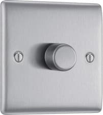 Image of BG Electrical Intelligent Single Wall Dimmer Switch 2 Way Raised Profile 200W