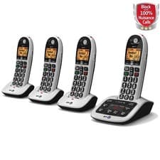 Image of BT 4600 Cordless Phones, Quad Handset with Big Buttons 4 Set Silver