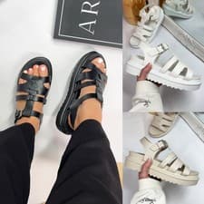 Image of Women's Chunky Platform Sandals Strappy Gladiator Buckle Holiday Summer Shoes