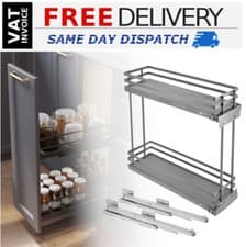Image of Soft Close Pull Out Wire Baskets Kitchen Storage for unit 150 200mm Anthracite