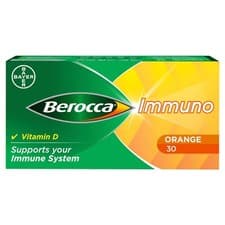 Image of Berocca Immuno | Orange Flavour Effervescent Tablets Sugar-Free | 30 Tablets