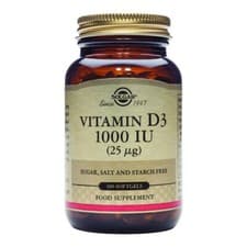 Image of Solgar Vitamin D3 1000 IU (25 mcg) 100 Softgels Keeps bones and teeth healthy