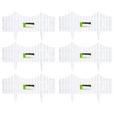 Image of 6 x 33cm 4 Piece Set White Wood Effect Picket Fence Garden Edging