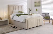 Image of NEW BED FRAME HANSON PLUSH VELVET UPHOLSTERED BED FRAME DOUBLE & KING SIZE