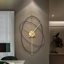 Image of Simple Iron Wall Clock Metal Oval Clocks Wall Home Decor Modern Design Art