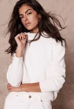 Image of Mint Velvet white whipstitch raglan jumper  size M RRP £105