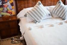 Image of 2 Moroccan handmade cotton cushions Pom Pom cushions Handwoven floor