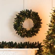 Image of Festive Firefly Lit Christmas Wreath with Warm White Battery Lights - 60cm