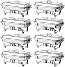 Image of 2/4/6/8Packs 8QT Chafing Dish Buffet Set Stainless Steel Rectangular Food Warmer