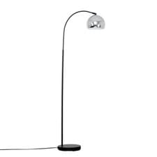 Image of Curved Floor Lamp Standard Black Living Room Light Retro Domed Shade LED Bulb 