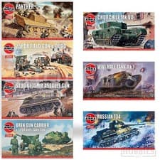 Image of Airfix Vintage Classics WW2 1:76 Model Kits Bren Panther Stug Sherman Panzer
